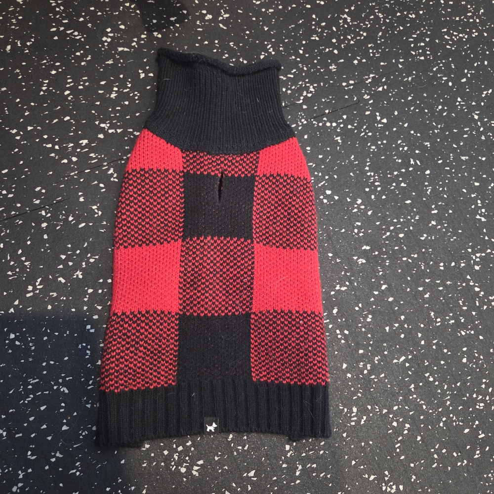 Red and Black Buffalo Plaid Knit Dog Sweater